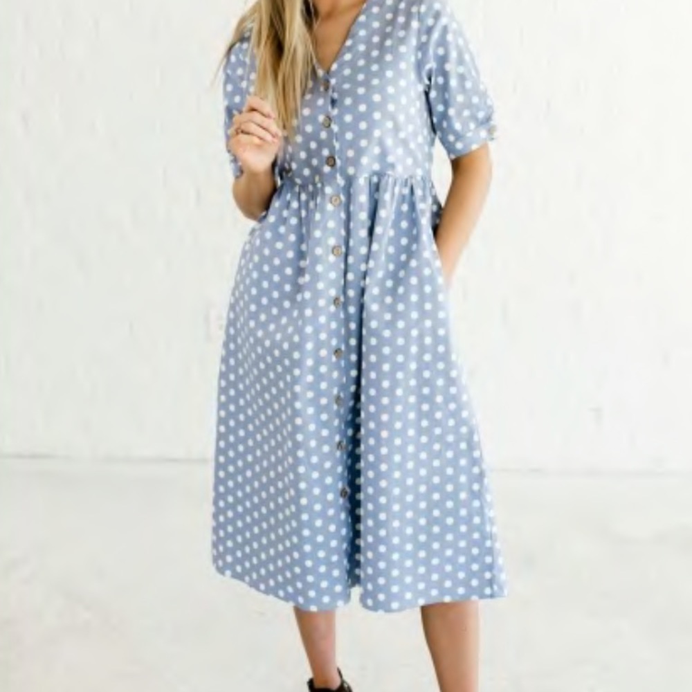 Polka Dot button up midi dress